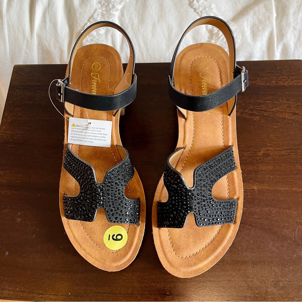 Black Studded Sandals NWT Size 9